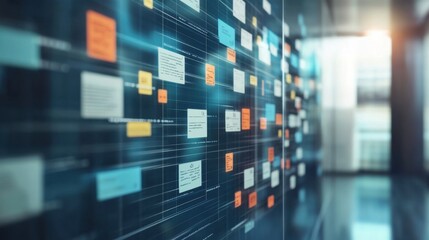 Task Management Board with Colorful Floating Icons