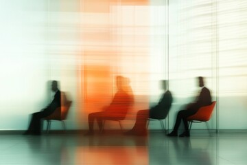 Abstract motion blurred office scene.