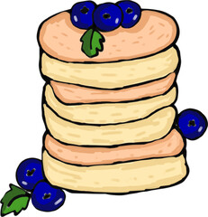 blueberry pancake for coloring book illustration clipart 