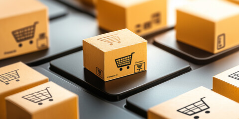 Preisstrategie und Geschäftsplanungskonzept. Geschäftsmann arbeitet an einer digitalen Schnittstelle mit Symbolen für globalen Handel, Kostenanalyse, Rabatte und Verkaufsoptimierung. E-Commerce, Preis