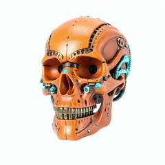 Skull made of Alligator skin. Isolated on white background. Digital illustration.