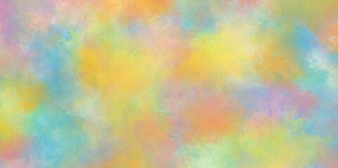 Watercolor paper texture background with cloudy stains and splashes, multicolor pastel rainbow gradient colors watercolor grunge texture, abstract colorful mixed color soft watercolor background.