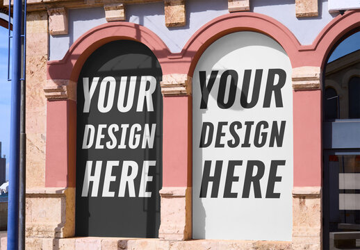 Mockup Of Vertical Customizable Posters In Archways