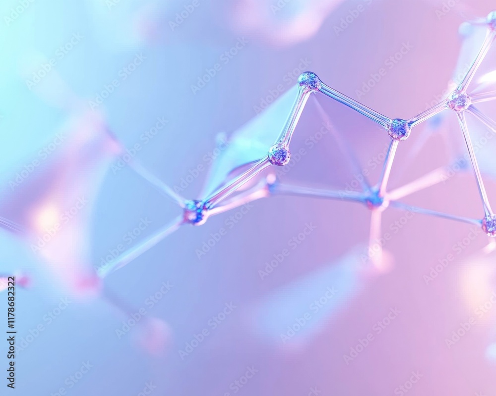 Leinwandbilder abstract pastel blockchain network with glowing lines and geometric shapes