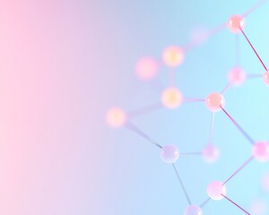 Pastel Geometric Network with Glowing Lines in a Surreal Abstract Blockchain Style