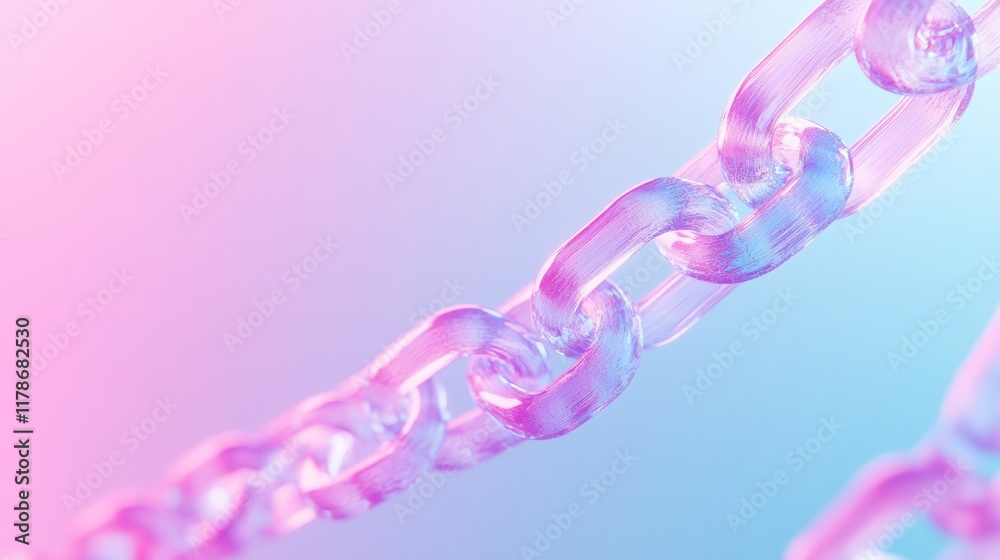 Poster futuristic finance surreal abstract blockchain with pastel geometric chains