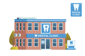 Dental Clinic Building Illustration. Editable Vector Element on White Background