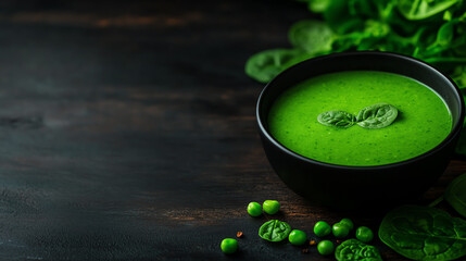 Smooth blended pea and spinach soup, vibrant green recovery option