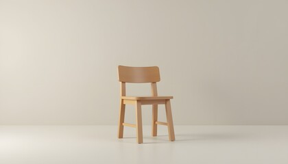 Simple Wooden Chair in Minimalist Room Interior Design