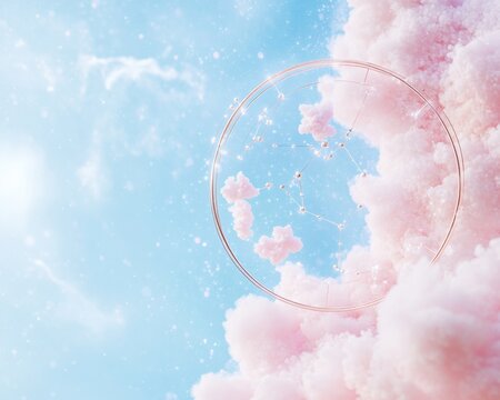 Dreamy Zodiac Symbols Floating in a Pastel Sky - Powered by Adobe