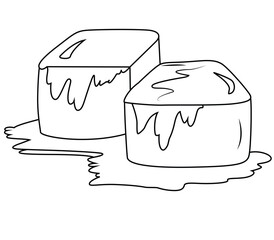 Cute cartoon hand drawn vector ice cubes coloring page.