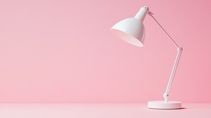 White desk lamp on pink background.