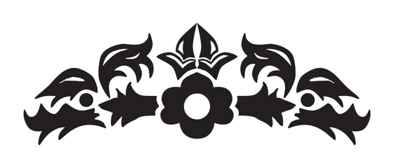 divider, simple black vector illustration floral border at white background