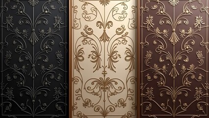 Vintage-Inspired Wallpaper in Black, Brown, and Subtle Beige