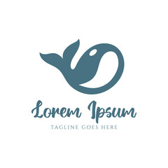 Simple Minimalist Orca Whale Shape Coffee Bean For Ocean Beach Cafe Bistro Logo Design