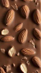 Fototapeta premium chocolate bar with almonds on white background, close-up.