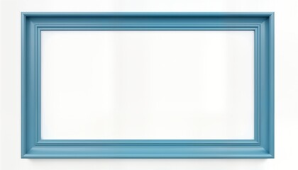 Modern blue picture frame on white background. Stylish, contemporary design for home decor. Versatile accessory suitable for displaying photos art. Sleek minimalist aesthetic complements interior
