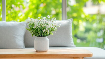 Bright and Clean Living Room Interior: A Modern Space Filled with Light and Comfort