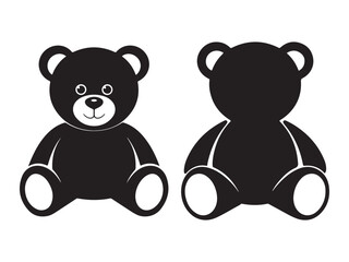 black silhouette teddy bears sitting facing forward vector