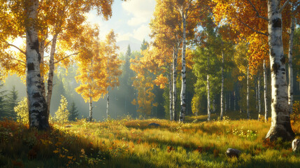 Fototapeta premium Autumn forest scene nature landscape photography tranquil atmosphere