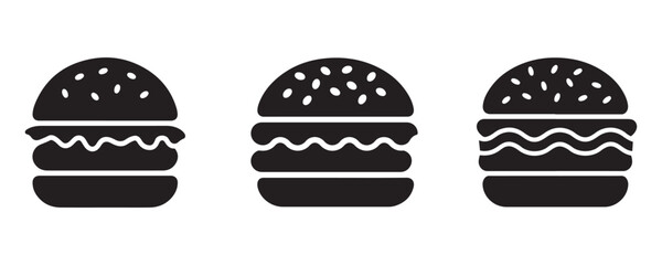 Humburger silhouette vector set on white background 
