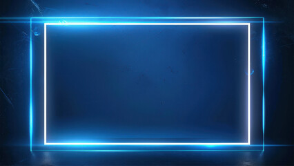 Blue Neon Frame on Dark Background