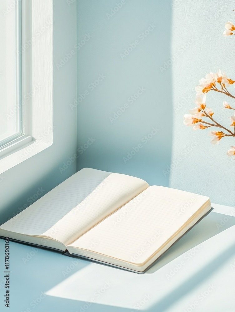 Leinwandbilder serene study space with open notebook and soft pastel lighting