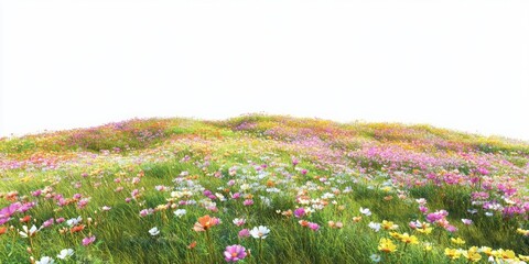 Hilly spring flower fields flowers landscape colorful.