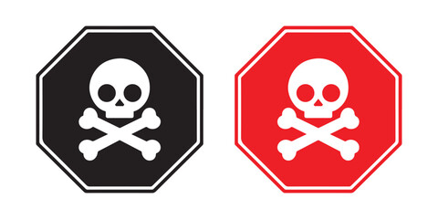 octagon warning signs with skull and crossbones vector