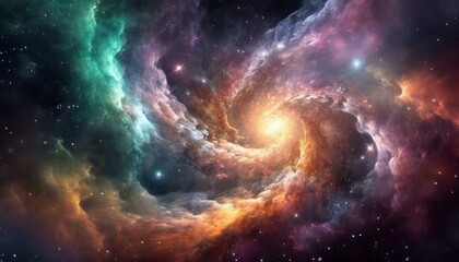 Vibrant Swirling Nebula in Deep Space