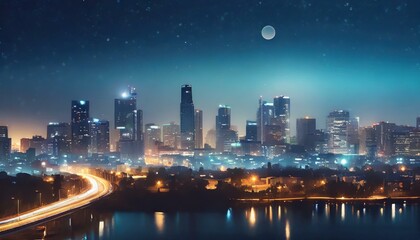 Obraz premium Minimalist Night Lightscape of a Blurred City