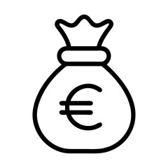 Money bag with euro icon. Simple Vector Illustration of a Money Bag Filled with Euro. Money bag icon. Income growth. Business and finance. Euro coin. Investment. Cartoon money bag. Financial savings. 