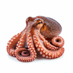 freshly caught octopus with tentacles and suction cups isolated on white background