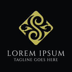 Initial Square Letter S Royal Badge Emblem Stamp Label Logo Design