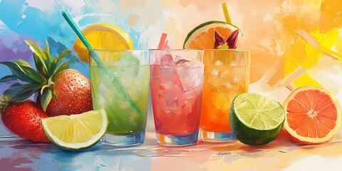 Tropischer Cocktail, Tropische Fr&uuml;chte Mix, Frische Vitamine