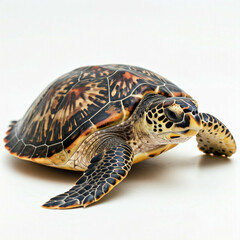 Obraz premium closeup of a hawksbill sea turtle on white background