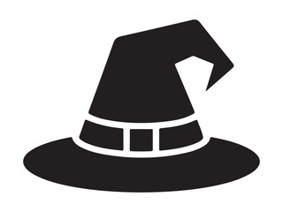 Halloween hat silhouette vector on white background 