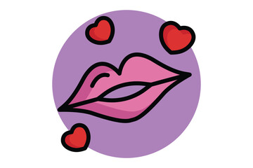 Kiss icon. colored outline icon style. icon related to valentine. valentine day elements vector illustration