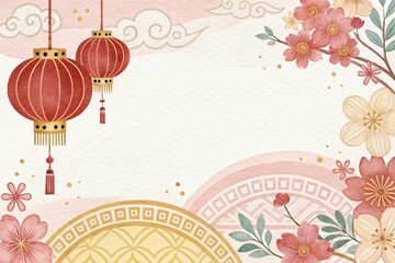Obraz premium Chinese new year watercolor art illustration background