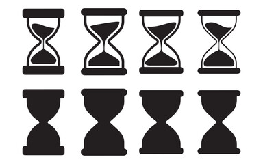 Hourglass silhouette icon set vector on white background 