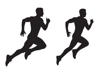 Running man silhouette vector on white background 