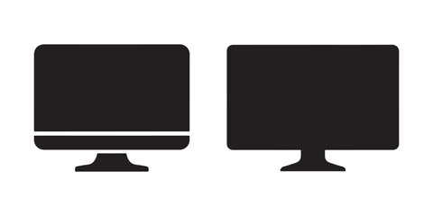 Computer screen display silhouette vector on white background 