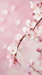 Cherry Blossoms Spring Petals branch Background. Copyspace for text backdrop