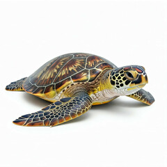 Obraz premium sea turtle on white background isolated close up green sea turtle shell ocean animal wildlife tropical nature green sea turtle animal close up