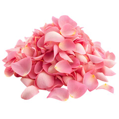 Pile of pink rose petal On white background