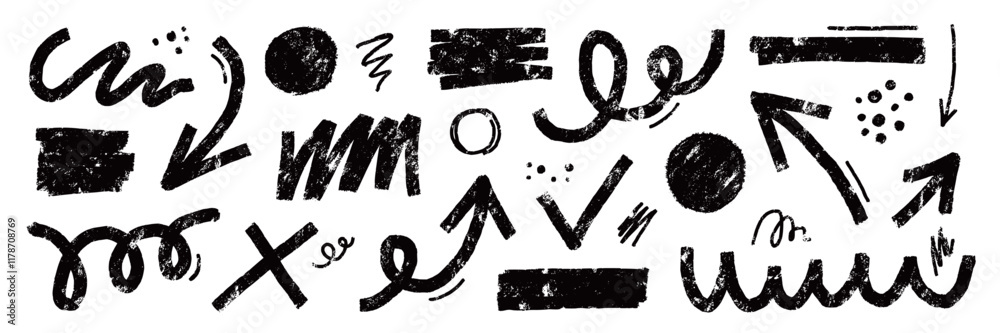 Fototapete brush line shape background abstract texture paint set. hand drawn sketch doodle scribble brush geom