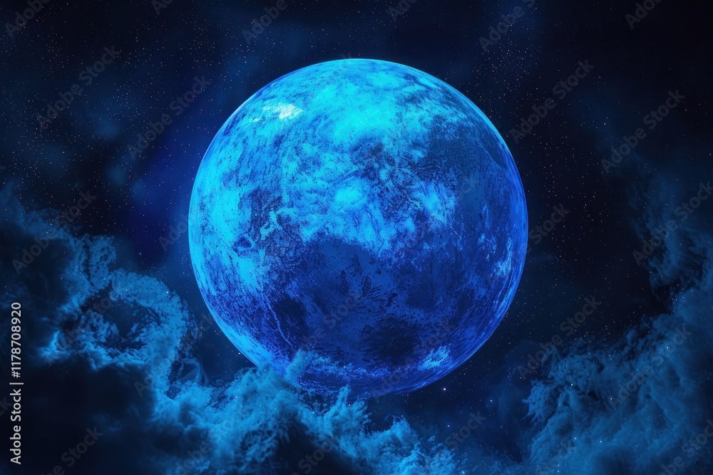 Poster Bioluminescence planet background space astronomy universe.