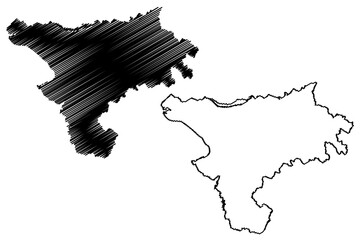Borough and unitary authority of Cheshire West and Chester (United Kingdom of Great Britain and Northern Ireland, ceremonial county Cheshire, England) map vector illustration, scribble sketch map
