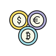 Currency Symbols icon isolated on a white background. Vector illustration.