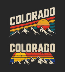 Naklejka premium Retro Vintage Colorado Logo with vintage Mountain